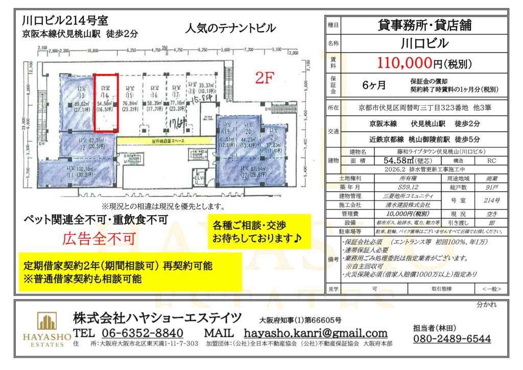 京都市伏見区　テナント　伏見桃山